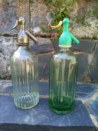2 Sifones Antiguos de Vidrio
