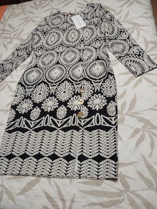 Vestido Carla Ruiz Estampado Blanco y Negro
