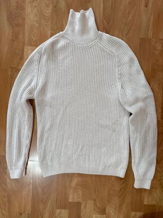 Jersey de punto cuello alto beige talla M