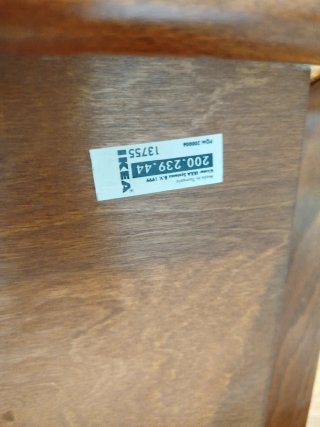 Reposapiés IKEA madera y tela azul