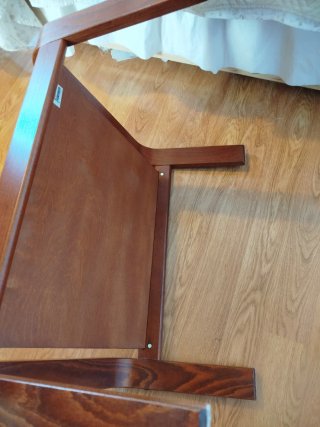 Reposapiés IKEA madera y tela azul