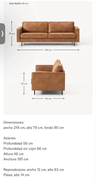 Sofá de Cuero 3 Plazas