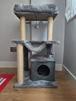 Árbol Rascador para Gatos 90cm Gris