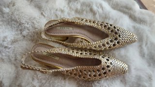 Zapatos Corina Dorados Trenzados con Tacón