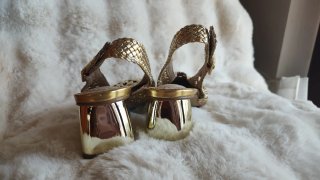 Zapatos Corina Dorados Trenzados con Tacón