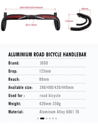 Manillar Bicicleta Carretera 380mm