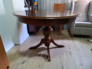 Mesa comedor extensible pie central madera