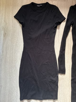 Vestido negro corto y largo