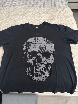 Camiseta Negra con Estampado de Calavera