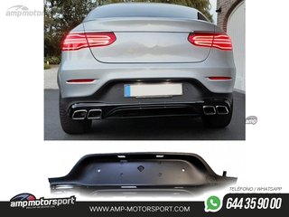 DIFUSOR TRASERO CON COLAS CROMADAS PARA MERCEDES GLC COUPE C253 NEGRO MATE/BRILLO