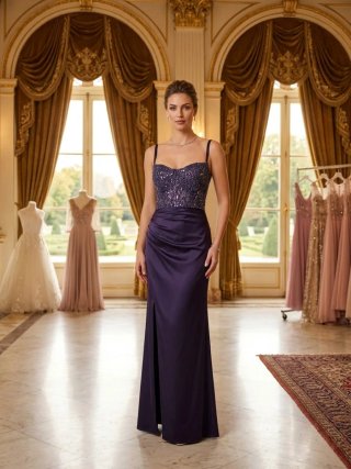 Vestido Largo de Fiesta Morado