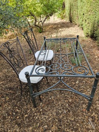 Conjunto de Jardín: Mesa y 6 Sillas de Forja