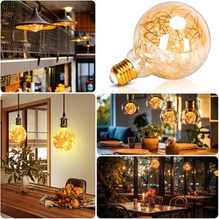 Bombillas LED E27 G95 vintage alambre cobre x2