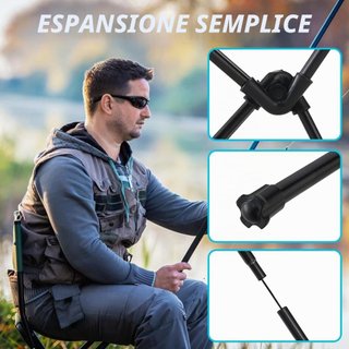 Sedia da campeggio pieghevole Piashow nera + borsa