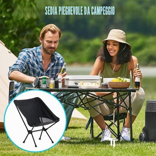 Sedia da campeggio pieghevole Piashow nera + borsa
