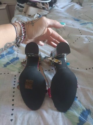 Sandalias tacón estampado serpiente talla 38