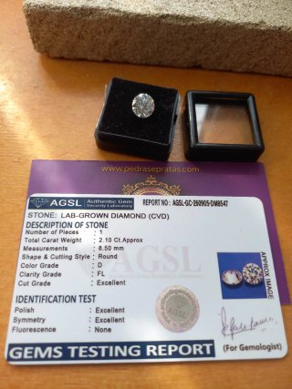 Diamante CVD 2,10 ct Certificado