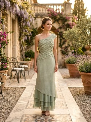 Vestido de fiesta largo verde