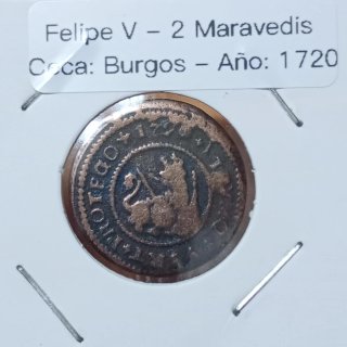Felipe V - 2 Maravedis - Ceca: Burgos - Año: 1720
