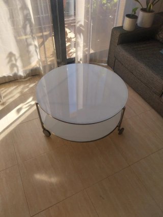 Mesa de centro redonda cristal y metal