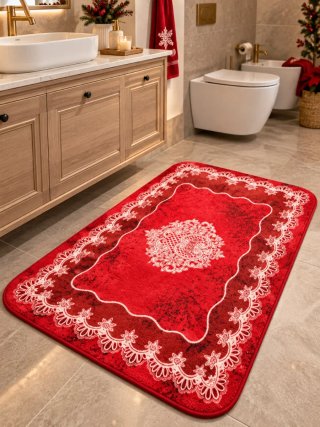 Tappeto bagno natalizio rosso