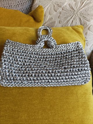 Bolso fiesta plata metalizado artesanal