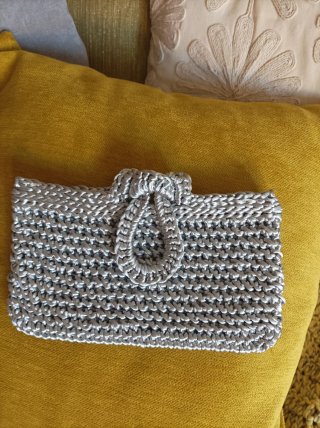 Bolso fiesta plata metalizado artesanal