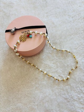 Collar perlas oso Tous oro y blanco