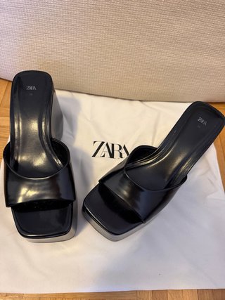 Sandalias de Plataforma Zara Negras Talla 39