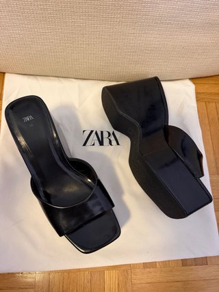 Sandalias de Plataforma Zara Negras Talla 39