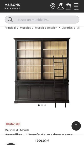 Librería Negra con Escalera