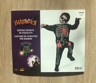 Disfraz de Esqueleto para Halloween 134-140 cm