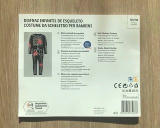 Disfraz de Esqueleto para Halloween 134-140 cm