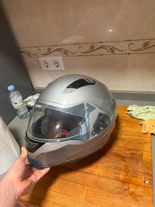 Casco de Moto Integral Plateado Talla L