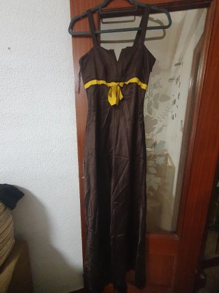 Vestido largo Roberto Verino marrón y amarillo