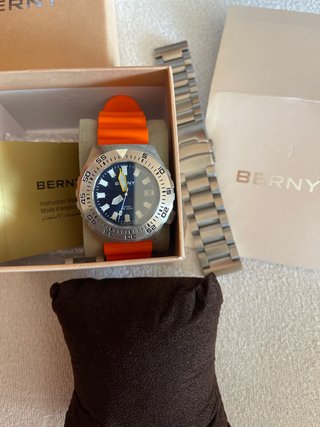 Reloj Berny Automático Naranja y Plateado