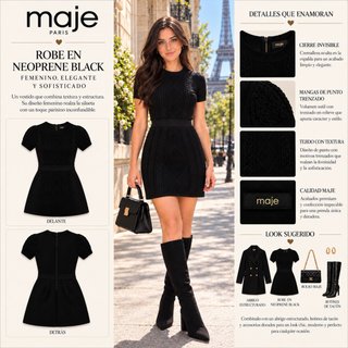 Vestido Maje Negro Neopreno T.XS con etiqueta
