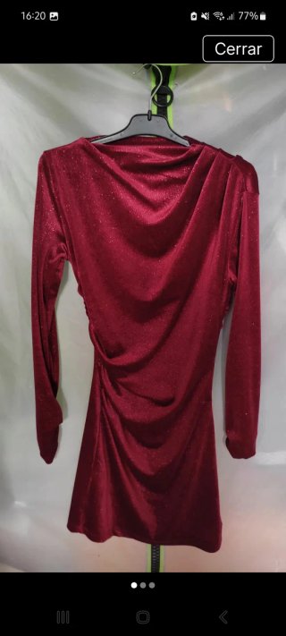 Vestido Drapeado de Terciopelo Rojo
