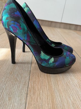 Zapatos tacón Nine West morado y verde