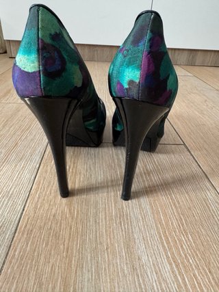 Zapatos tacón Nine West morado y verde