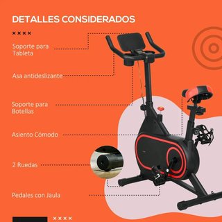 Bicicleta Estática 4kg Resistencia Ajustable Roja