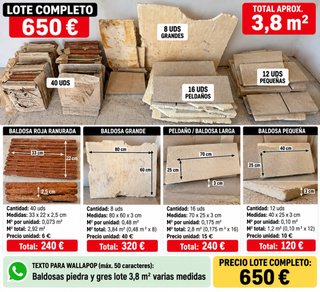 Lote Baldosas Gres Rojizo y Piezas