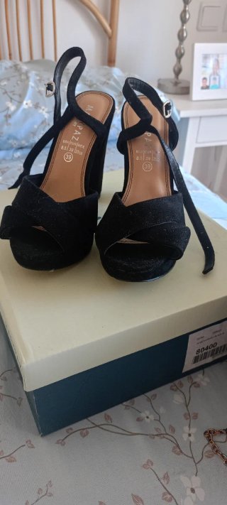 Sandalias de Tacón Maripaz Negras Talla 39