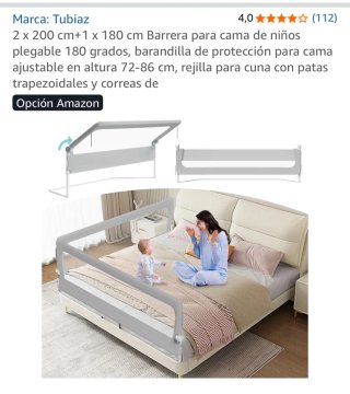 Barrera protectora para cama de bebé