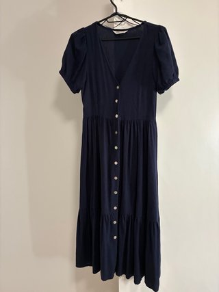 Vestido Midi de Lino azul marino