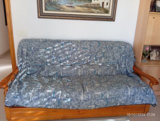 Sofá Cama Madera y Tela