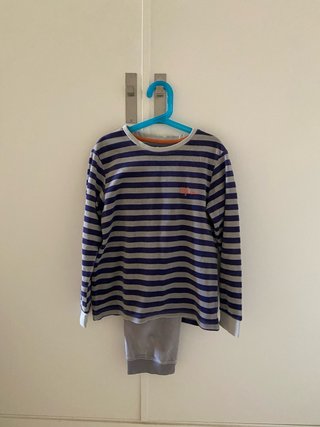 Pijama niño rayas azul y gris