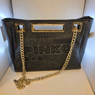 Borsa Pinko Bag Nera con Dettagli Oro