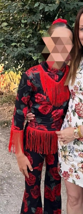 Traje Flamenca Niña Flores Rojas Talla xs. 10 años