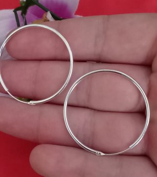 Pendientes Aros Lisos 35mm Plata De Ley 925